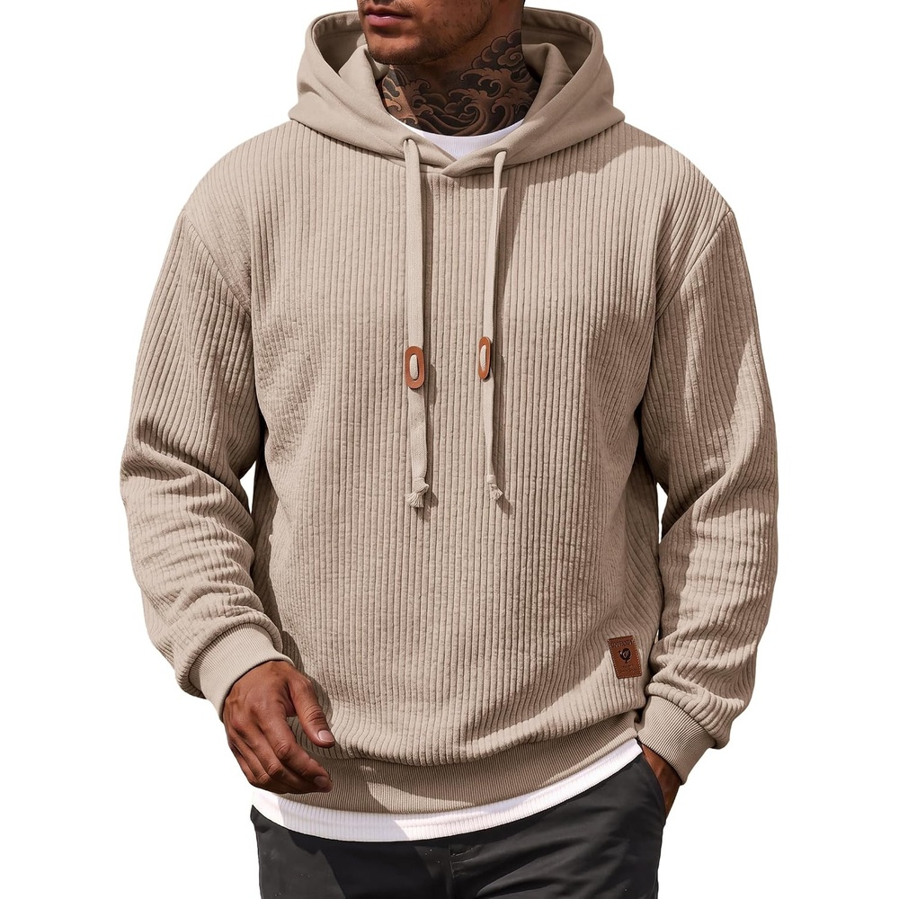 image:imageCOOFANDY Men Hoodies Sweatshirt Casual Long Sleeve Drawstring Hood PulloverKhaki