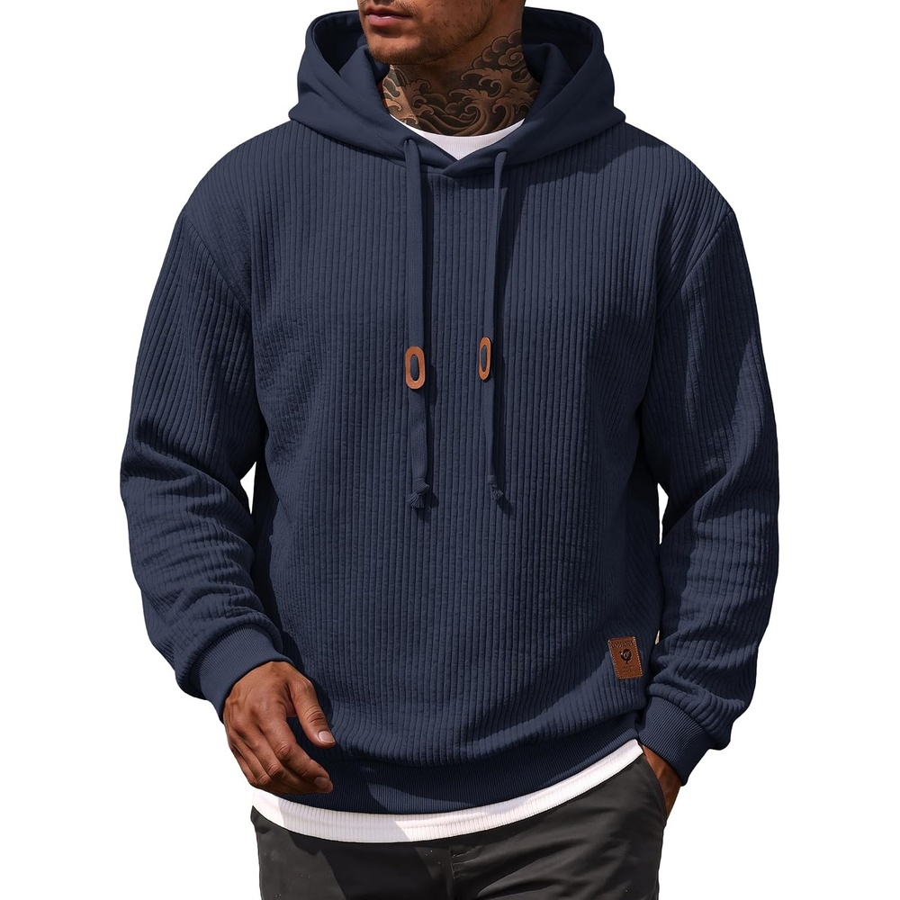 image:imageCOOFANDY Men Hoodies Sweatshirt Casual Long Sleeve Drawstring Hood PulloverNavy Blue
