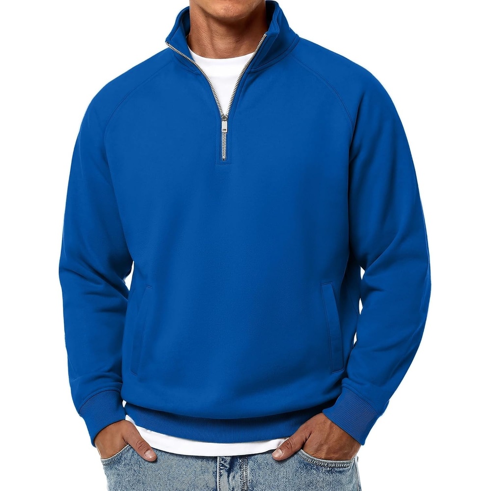 image:imageCOOFANDY Men Quarter Zip Pullover 14 Zip Mock Neck Fleece SweatshirtSky Blue