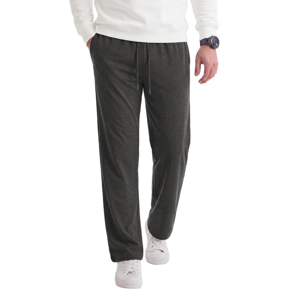 image:imageCOOFANDY Mens Casual Cotton Pant Knit Elastic Waist Yoga Pant with PocketDark Grey