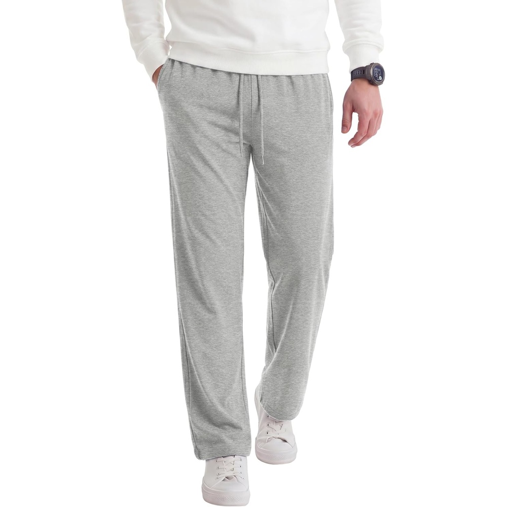 image:imageCOOFANDY Mens Casual Cotton Pant Knit Elastic Waist Yoga Pant with PocketLight Grey