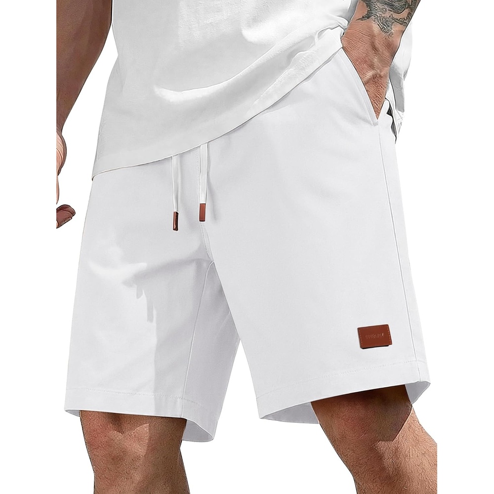 image:imageCOOFANDY Mens Cotton Chino Shorts 9 Inch Casual Shorts Summer Beach ShortsWhite