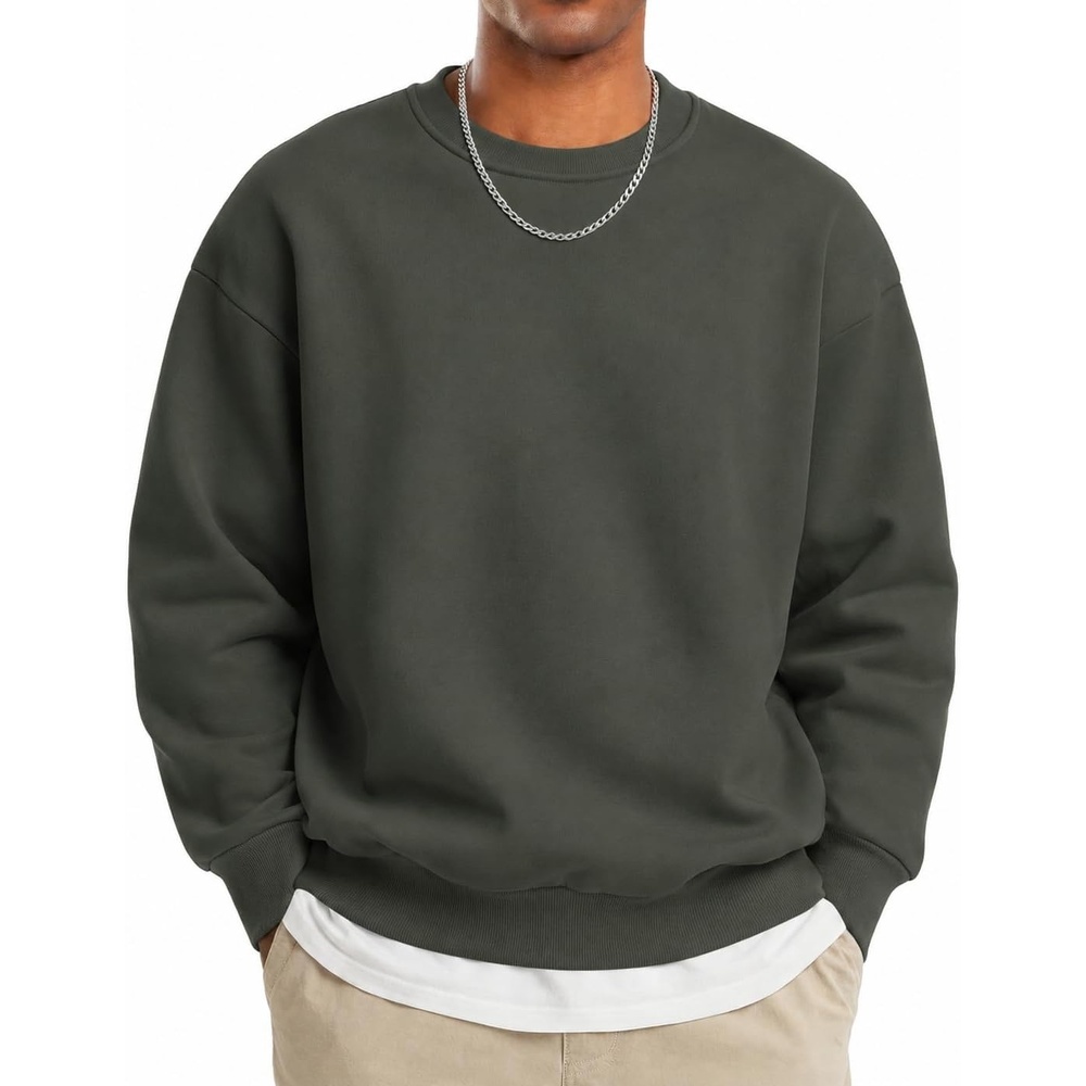 image:imageCOOFANDY Mens Crewneck Sweatshirts Fleece Pullover Thermal Casual ShirtArmy Green