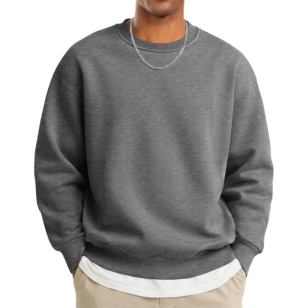 image:imageCOOFANDY Mens Crewneck Sweatshirts Fleece Pullover Thermal Casual ShirtDark Gray