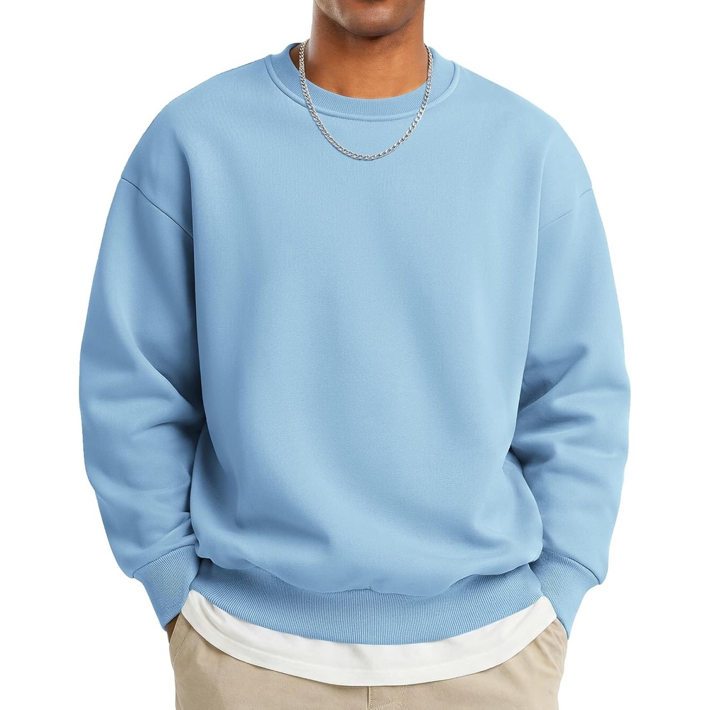 image:imageCOOFANDY Mens Crewneck Sweatshirts Fleece Pullover Thermal Casual ShirtLight Blue