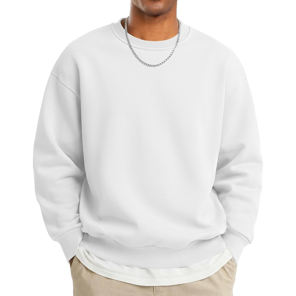 image:imageCOOFANDY Mens Crewneck Sweatshirts Fleece Pullover Thermal Casual ShirtWhite