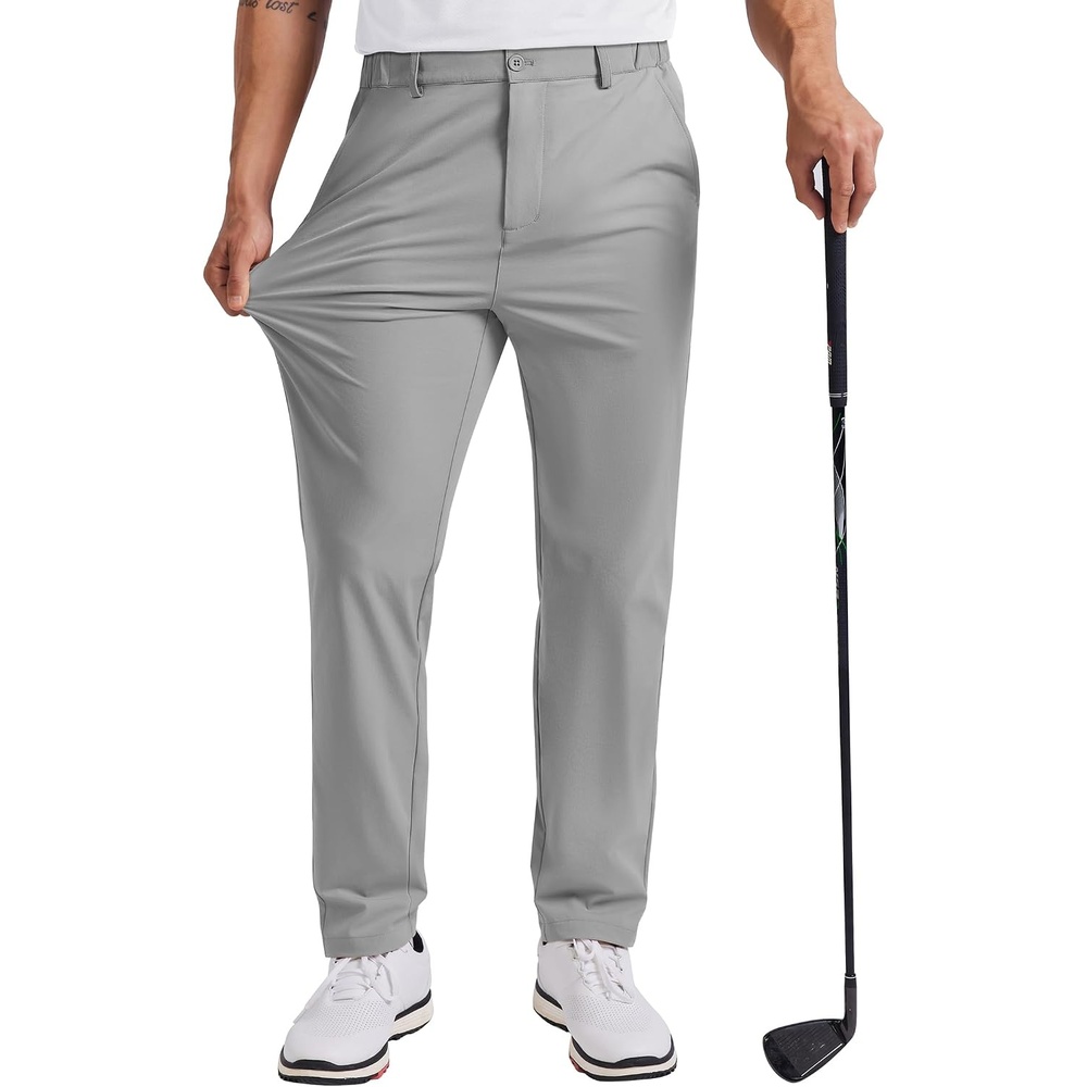 image:imageCOOFANDY Mens Golf Pants 303234 Stretch Work Dress Pant with 4 PocketsLight Gray