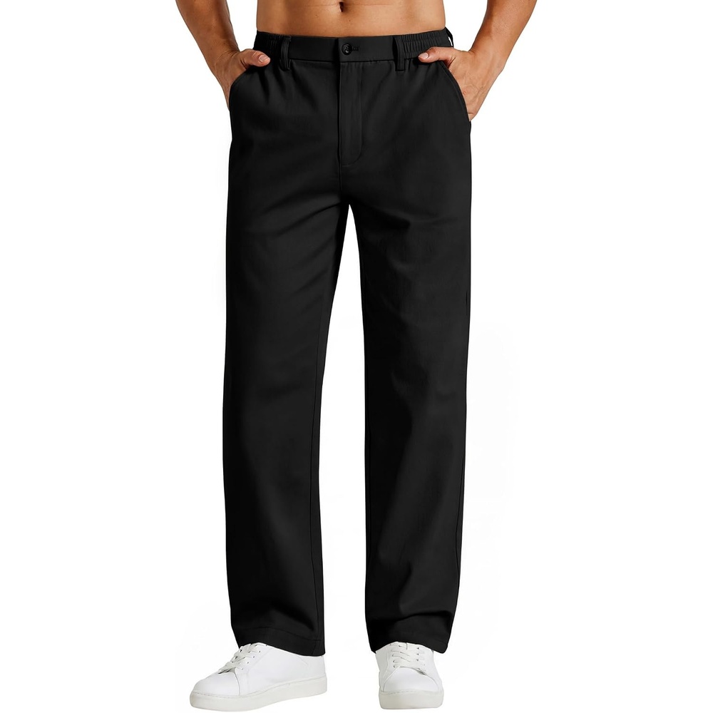 image:imageCOOFANDY Mens Khaki Pants Relaxed Fit Stretch Chinos Straight Dress SlacksBlack