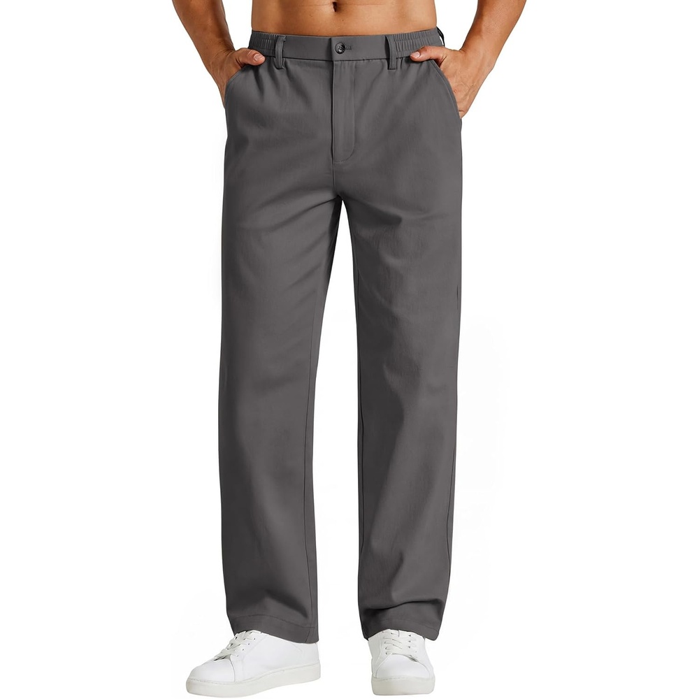 image:imageCOOFANDY Mens Khaki Pants Relaxed Fit Stretch Chinos Straight Dress SlacksDark Grey