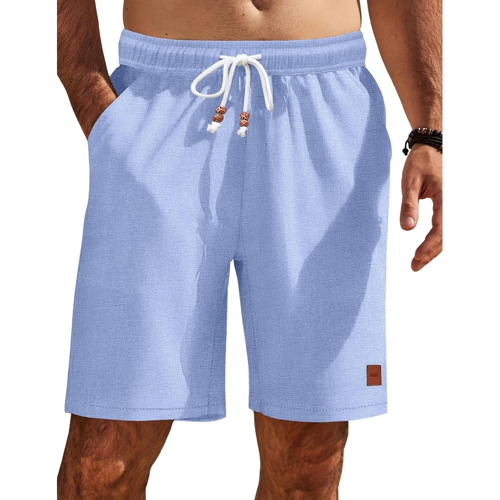 image:imageCOOFANDY Mens Summer Beach Shorts Casual Vacation Shorts Drawstring ShortsLight Blue
