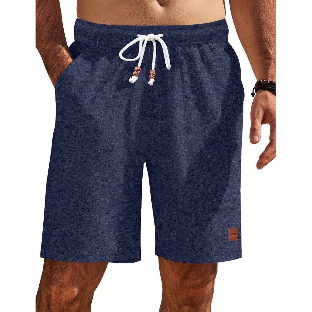 image:imageCOOFANDY Mens Summer Beach Shorts Casual Vacation Shorts Drawstring ShortsNavy Blue