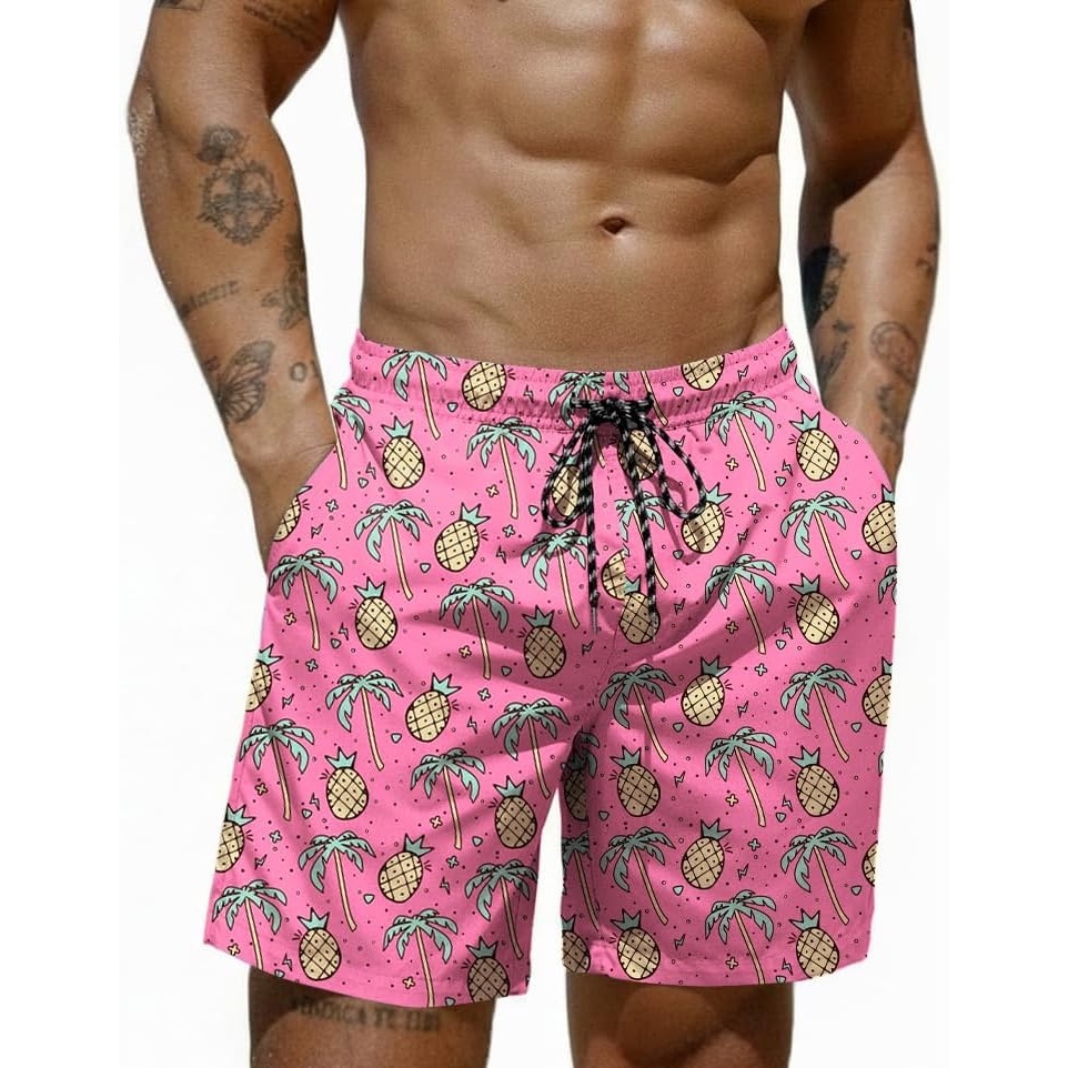 image:imageCOOFANDY Mens Swim Trunks 7 inch Bathing Suit with Mesh Liner Swim ShortsPineapple Coconut Tree