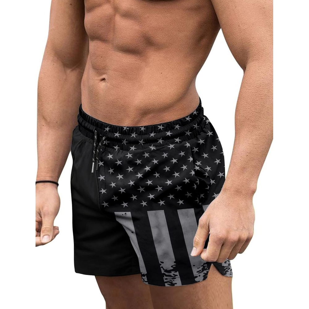 image:imageCOOFANDY Mens Swim Trunks Quick Dry Board Shorts Swimwear Bathing SuitP Black American Flag