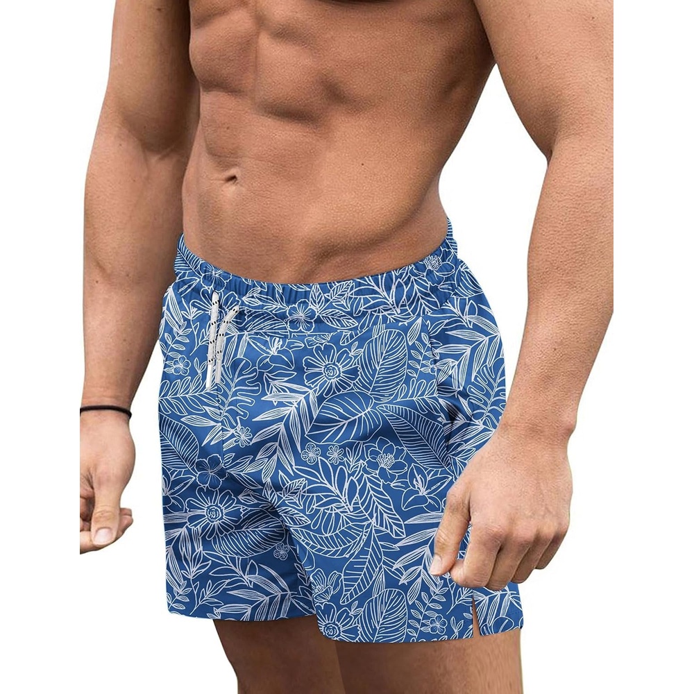 image:imageCOOFANDY Mens Swim Trunks Quick Dry Board Shorts Swimwear Bathing SuitP Blue Leaf