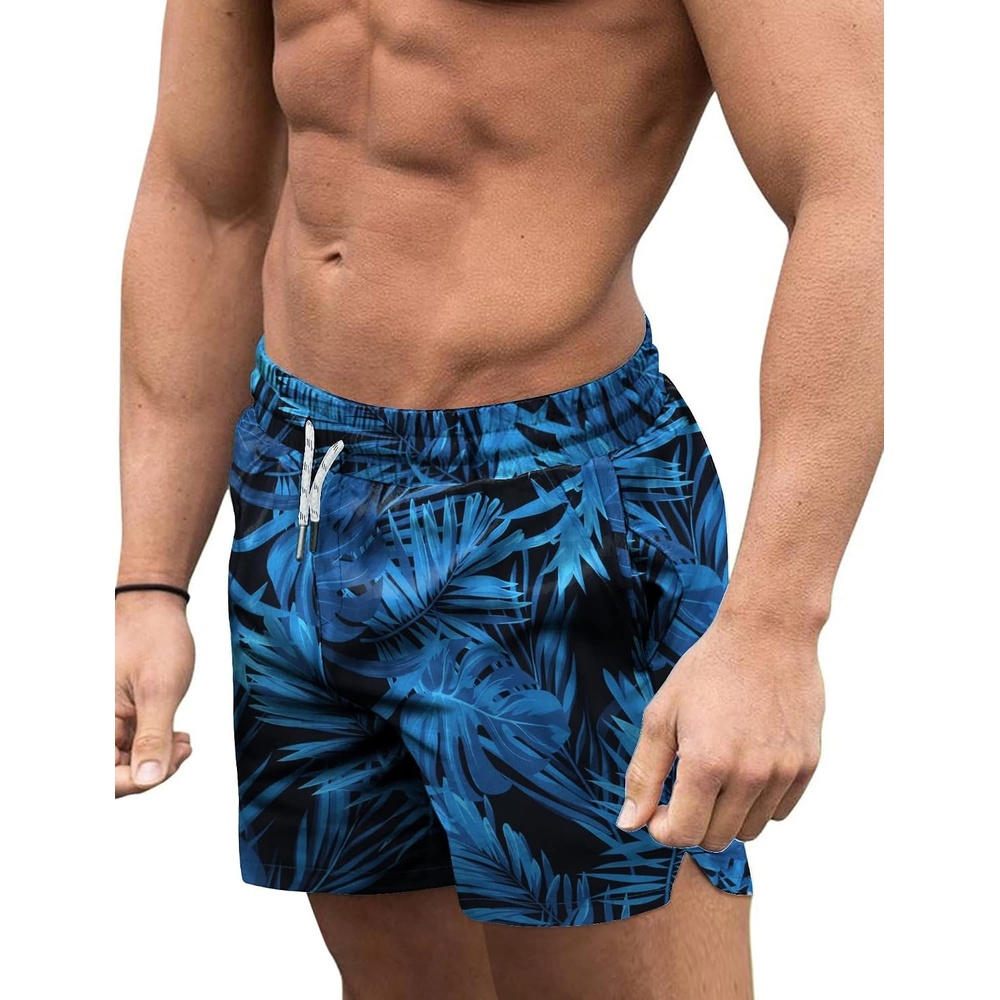 image:imageCOOFANDY Mens Swim Trunks Quick Dry Board Shorts Swimwear Bathing SuitP Blue Leaves
