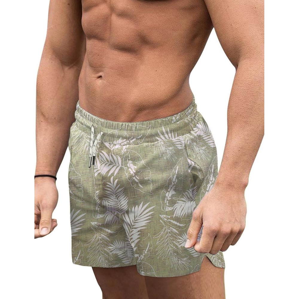 image:imageCOOFANDY Mens Swim Trunks Quick Dry Board Shorts Swimwear Bathing SuitP Green Plam Leaf