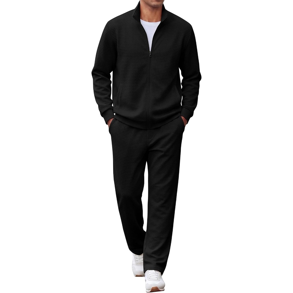 image:imageCOOFANDY Mens Tracksuit 2 Piece Set Full Zip Jogging Sweatsuits OutfitsBlack