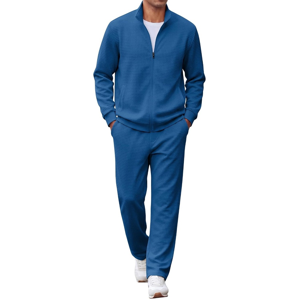 image:imageCOOFANDY Mens Tracksuit 2 Piece Set Full Zip Jogging Sweatsuits OutfitsGrayblue