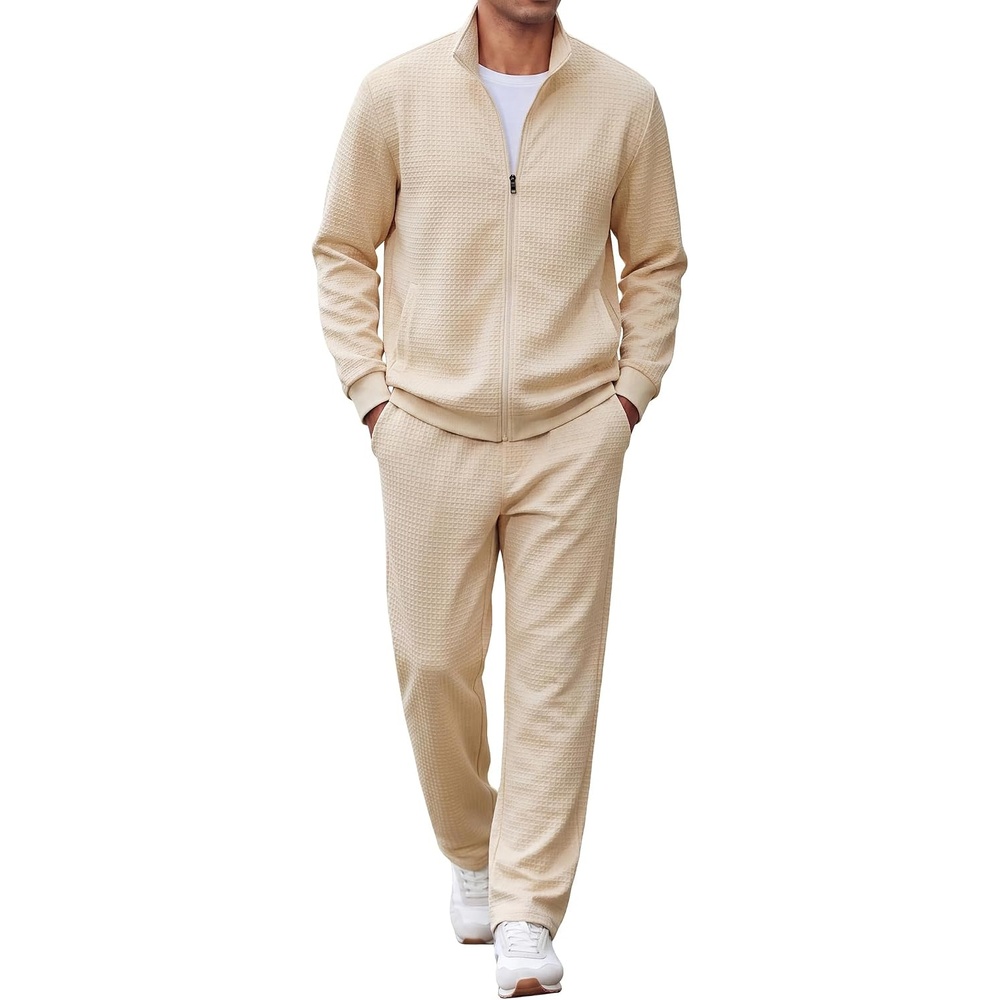 image:imageCOOFANDY Mens Tracksuit 2 Piece Set Full Zip Jogging Sweatsuits OutfitsKhaki