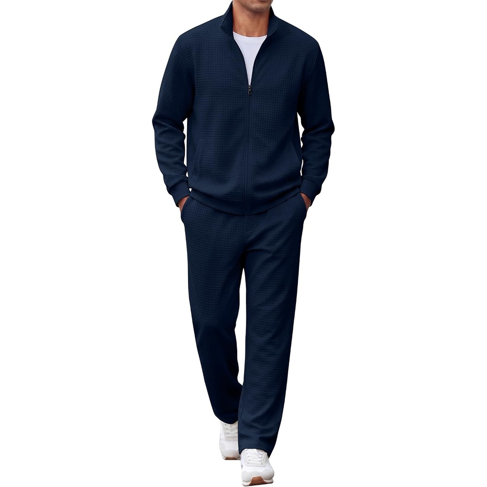 image:imageCOOFANDY Mens Tracksuit 2 Piece Set Full Zip Jogging Sweatsuits OutfitsNavy Blue