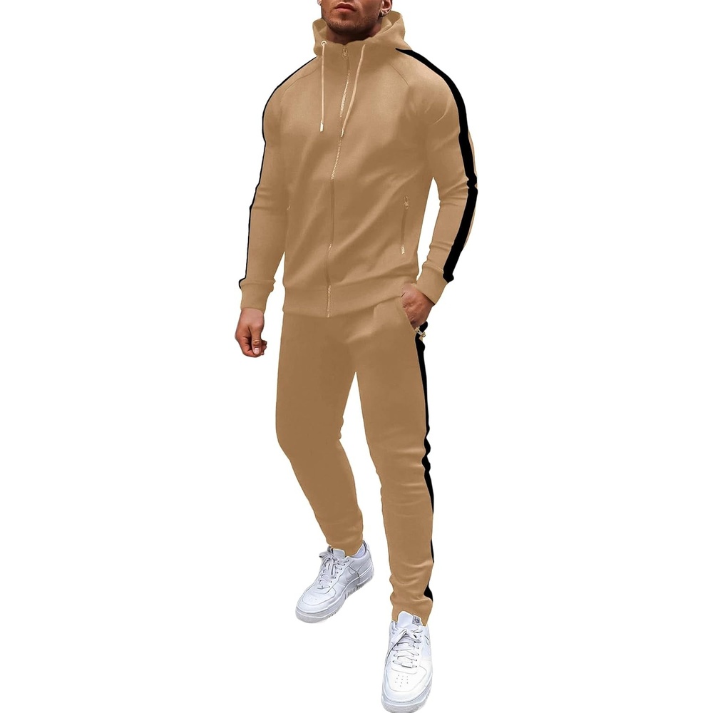 image:imageCOOFANDY Tracksuit Mens Full Zip Hoodie Sweatsuit 2 Set with Zipper PocketKhaki