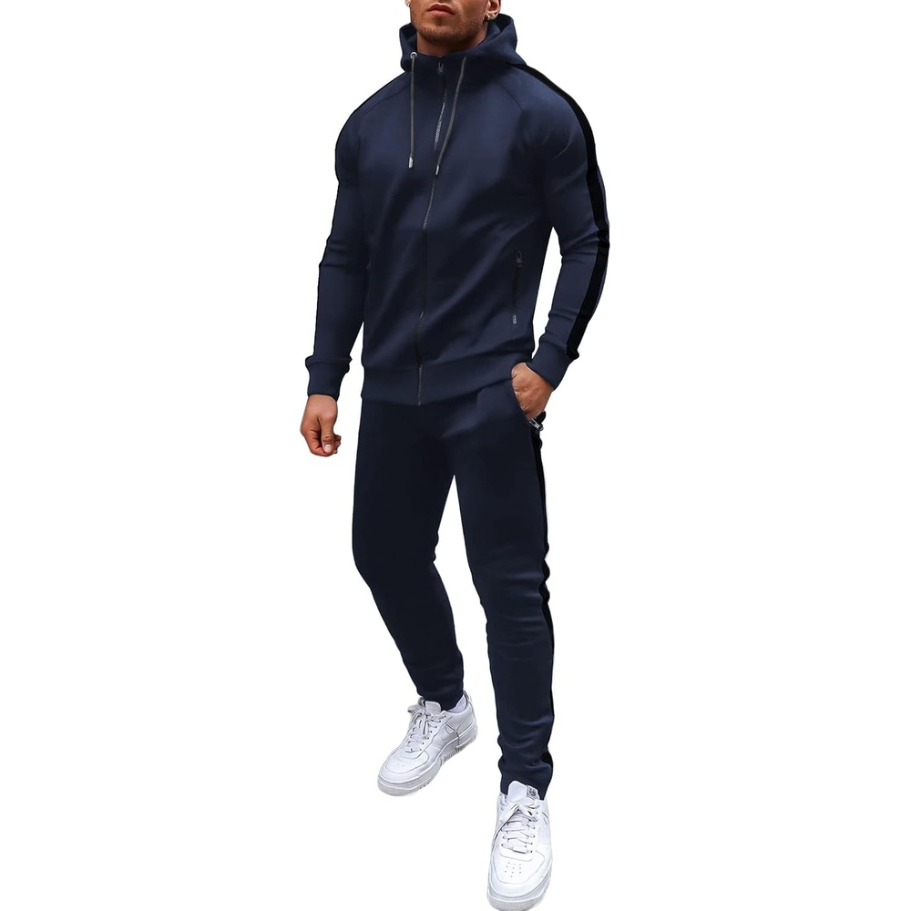 image:imageCOOFANDY Tracksuit Mens Full Zip Hoodie Sweatsuit 2 Set with Zipper PocketNavy Blue