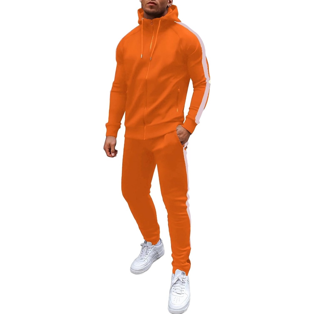 image:imageCOOFANDY Tracksuit Mens Full Zip Hoodie Sweatsuit 2 Set with Zipper PocketOrange