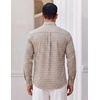 COOFANDY Men Dress Shirts Long Sleeve Button Down Shirts Cotton Plaid Shirt(Khaki Plaid)