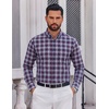 COOFANDY Men Dress Shirts Long Sleeve Button Down Shirts Cotton Plaid Shirt(Navy Blue Red Plaid)