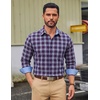 COOFANDY Men Dress Shirts Long Sleeve Button Down Shirts Cotton Plaid Shirt(Navy Blue Red Plaid)