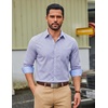 COOFANDY Men Dress Shirts Long Sleeve Button Down Shirts Cotton Plaid Shirt(White Blue Plaid)