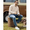 COOFANDY Men Quarter Zip Pullover Mock Neck Long Sleeve Corduroy Sweatshirt(Beige)