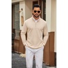 COOFANDY Men Quarter Zip Pullover Sweatshirts Long Sleeve Mock Neck Sweater(Beige)