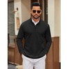 COOFANDY Men Quarter Zip Pullover Sweatshirts Long Sleeve Mock Neck Sweater(Black)