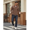COOFANDY Men Quarter Zip Pullover Sweatshirts Long Sleeve Mock Neck Sweater(Brown)
