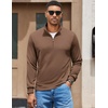 COOFANDY Men Quarter Zip Pullover Sweatshirts Long Sleeve Mock Neck Sweater(Brown)