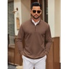 COOFANDY Men Quarter Zip Pullover Sweatshirts Long Sleeve Mock Neck Sweater(Brown)