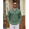 COOFANDY Men Quarter Zip Pullover Sweatshirts Long Sleeve Mock Neck Sweater(Dark Green)