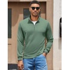 COOFANDY Men Quarter Zip Pullover Sweatshirts Long Sleeve Mock Neck Sweater(Dark Green)