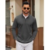 COOFANDY Men Quarter Zip Pullover Sweatshirts Long Sleeve Mock Neck Sweater(Dark Grey)