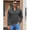 COOFANDY Men Quarter Zip Pullover Sweatshirts Long Sleeve Mock Neck Sweater(Dark Grey)