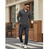 COOFANDY Men Quarter Zip Pullover Sweatshirts Long Sleeve Mock Neck Sweater(Dark Grey)