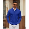 COOFANDY Men Quarter Zip Pullover Sweatshirts Long Sleeve Mock Neck Sweater(Deep Blue)