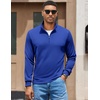 COOFANDY Men Quarter Zip Pullover Sweatshirts Long Sleeve Mock Neck Sweater(Deep Blue)