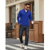 COOFANDY Men Quarter Zip Pullover Sweatshirts Long Sleeve Mock Neck Sweater(Deep Blue)