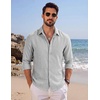 COOFANDY Mens Button Down Shirt Long Sleeve Casual Untucked Shirts Textured Summer Beach Shirts(Light Grey)