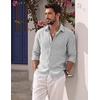 COOFANDY Mens Button Down Shirt Long Sleeve Casual Untucked Shirts Textured Summer Beach Shirts(Light Grey)