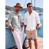 COOFANDY Mens Button Down Shirt Long Sleeve Casual Untucked Shirts Textured Summer Beach Shirts(Light Grey)