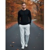 COOFANDY Men’s Casual Cotton Pant Knit Elastic Waist Yoga Pant with Pocket(White)