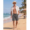 COOFANDY Mens Casual Shorts Cotton Elastic Waist Drawstring Summer Shorts(Coconut Tree Dark Grey)